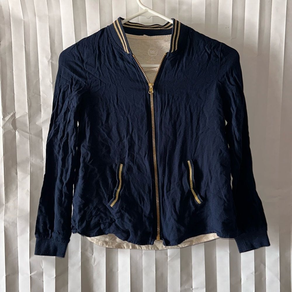 Wonder Nation Girls Large Dark Blue Jacket Shirt Combo Outfit